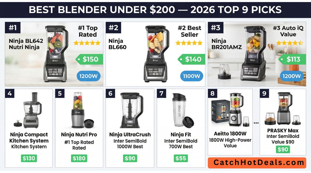 Best Blender Under $200 - Top 9 Ninja Picks Ranked by Power 2026