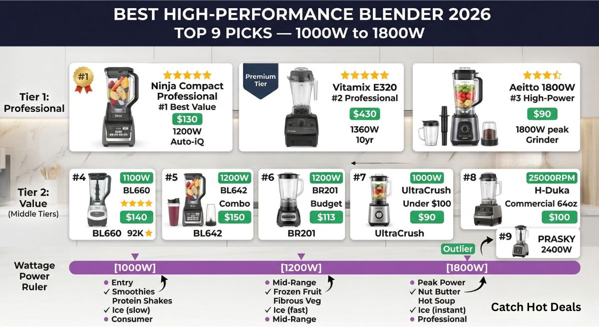 Best High-Performance Blender 2026 - Top 9 Picks from 1000W to 1800W Reviewed