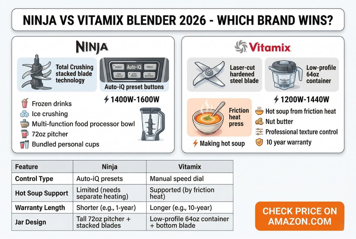Ninja vs Vitamix Blender 2026 — Which Brand Wins? Side-by-Side Brand Comparison