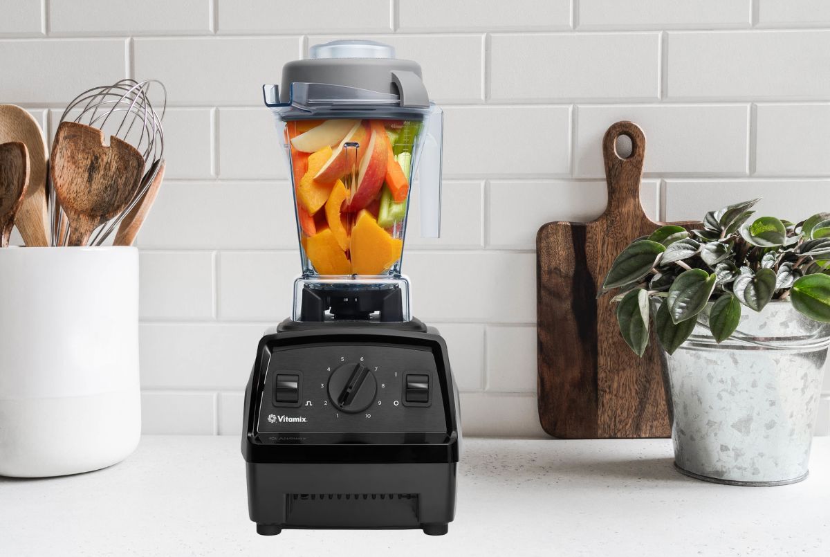 Vitamix E310 Explorian 1200W blender with 48oz low-profile container on neutral background