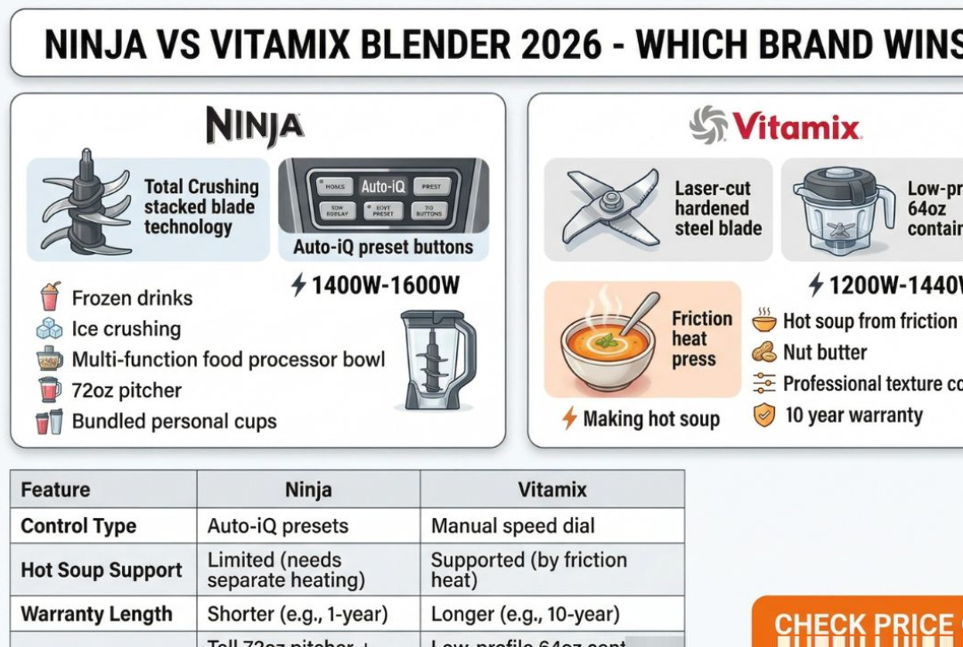 Ninja vs Vitamix Blender 2026 — Which Brand Wins? Side-by-Side Brand Comparison
