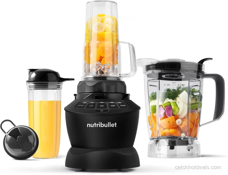nutribullet Full-Size Blender Combo Matte Black 1200W smoothie blender with 64 oz pitcher and personal cups